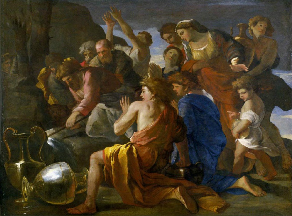 Moïse adoucissant les eaux de Marah - Nicolas Poussin