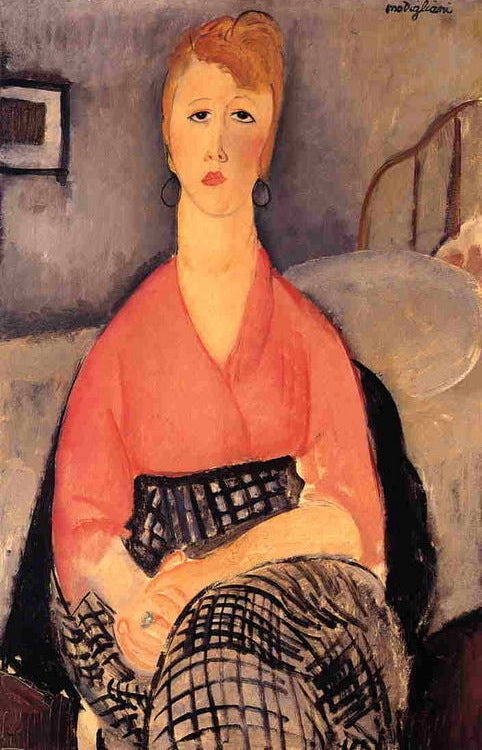 Reproduction du tableau « La Blouse rose - Amedeo Modigliani » par Alpha Reproduction en peinture à l’huile