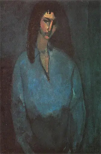 Mavi bluzlu genç kız portresi - Amedeo Modigliani