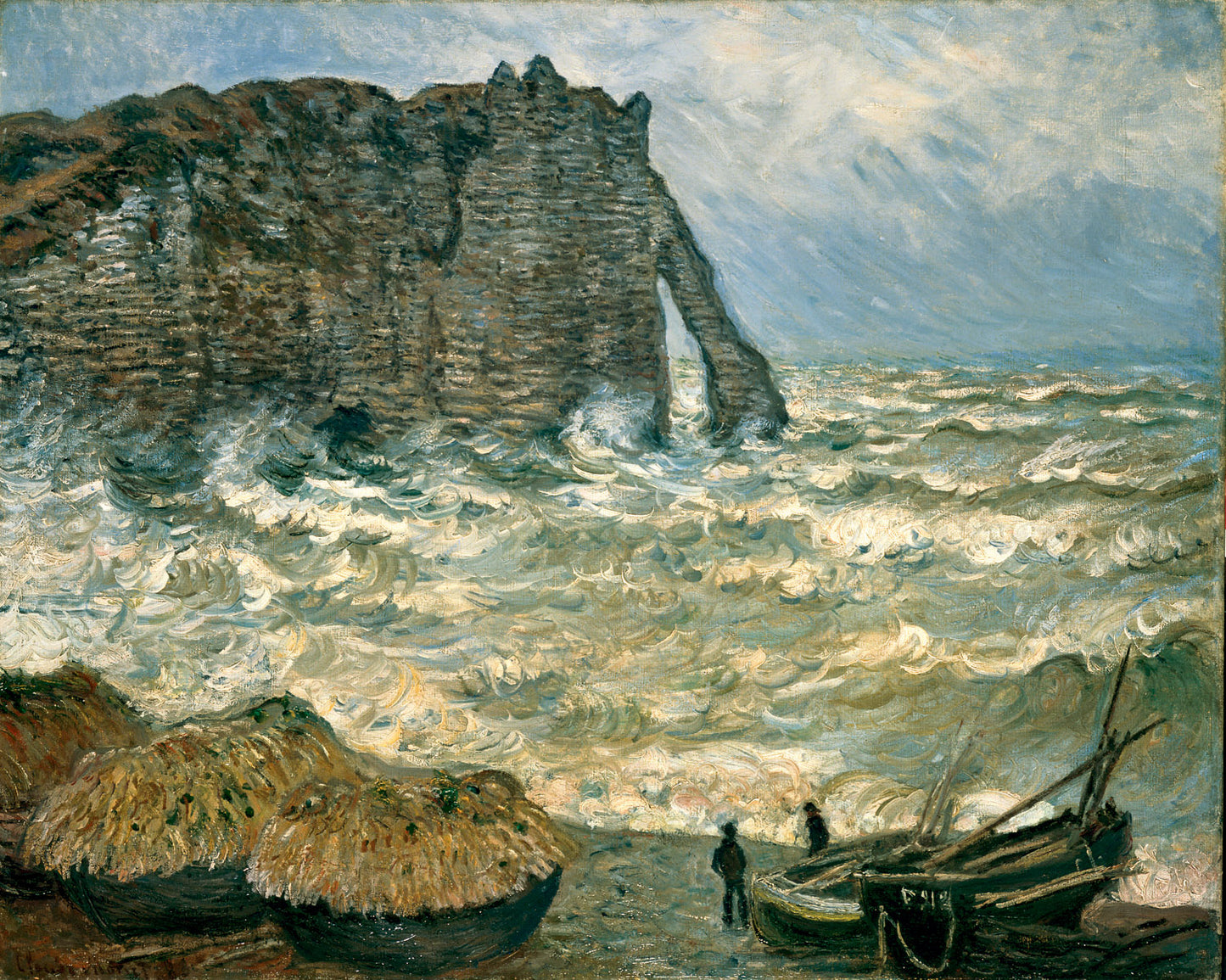 🎨 Dalgalı deniz üzerinde Étretat Kayalıkları – Claude Monet, 1883
