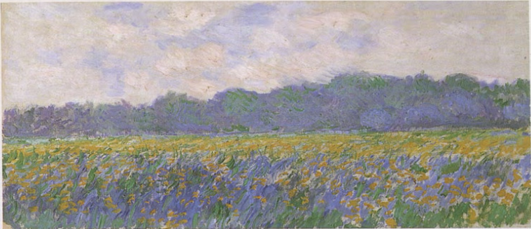 Reproduction du tableau « Champ d'iris jaunes à Giverny - Claude Monet » par Alpha Reproduction en peinture à l’huile