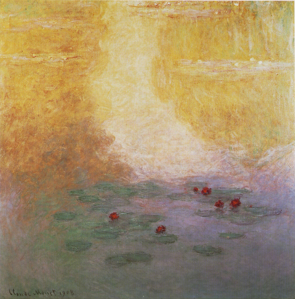 🌞 Güneş doğarken Nilüferler – Claude Monet, 1908