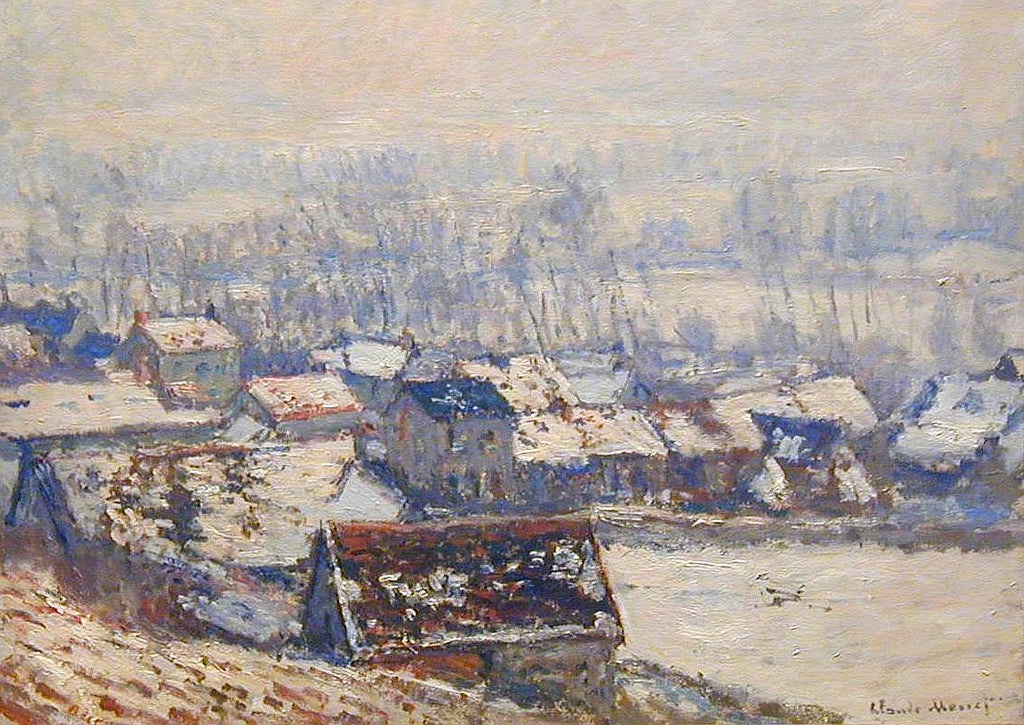 Reproduction du tableau « Paysage à Giverny, effet de neige - Claude Monet » par Alpha Reproduction en peinture à l’huile