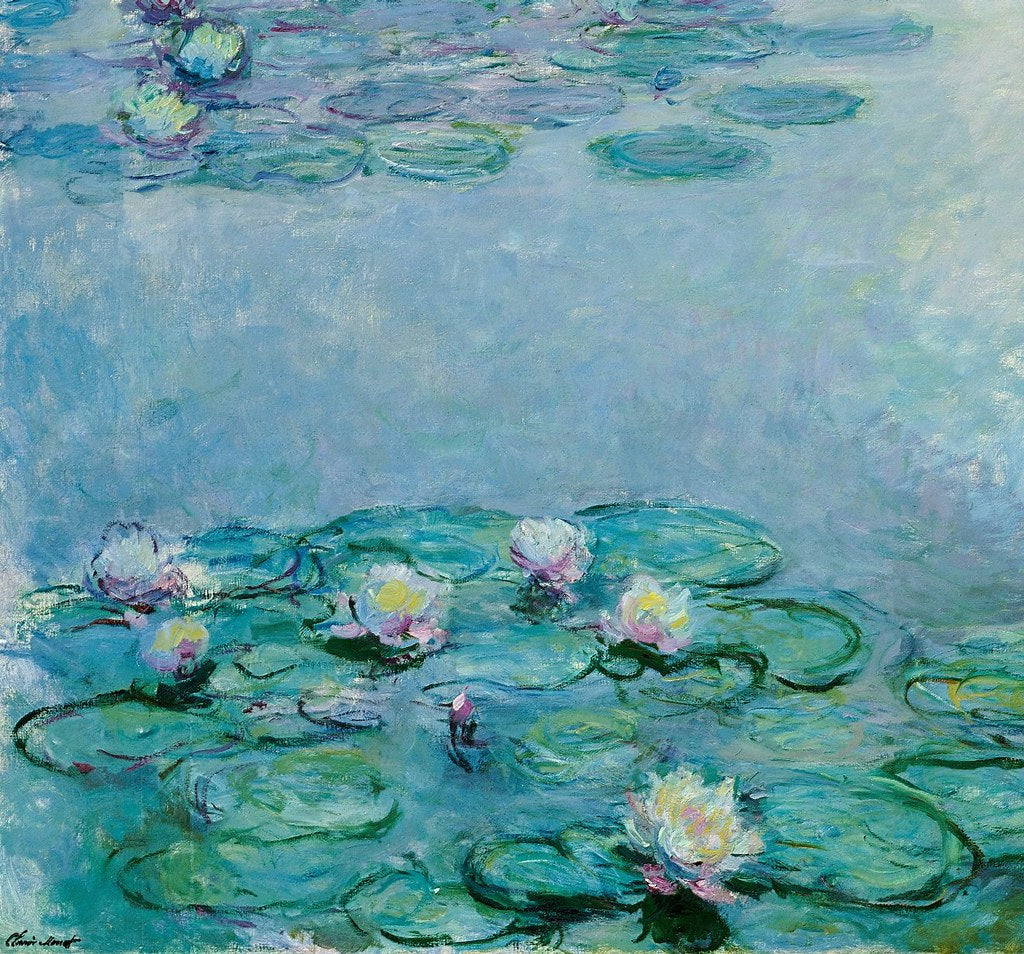 🌸 Nilüferler – Çiçeklerin yakın çekim detayı, Claude Monet