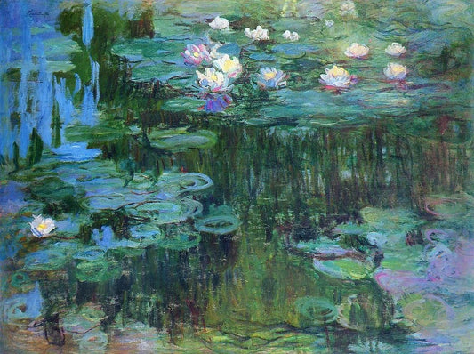💠 Water Lilies with Blue Reflections and Dense Bloom – Claude Monet