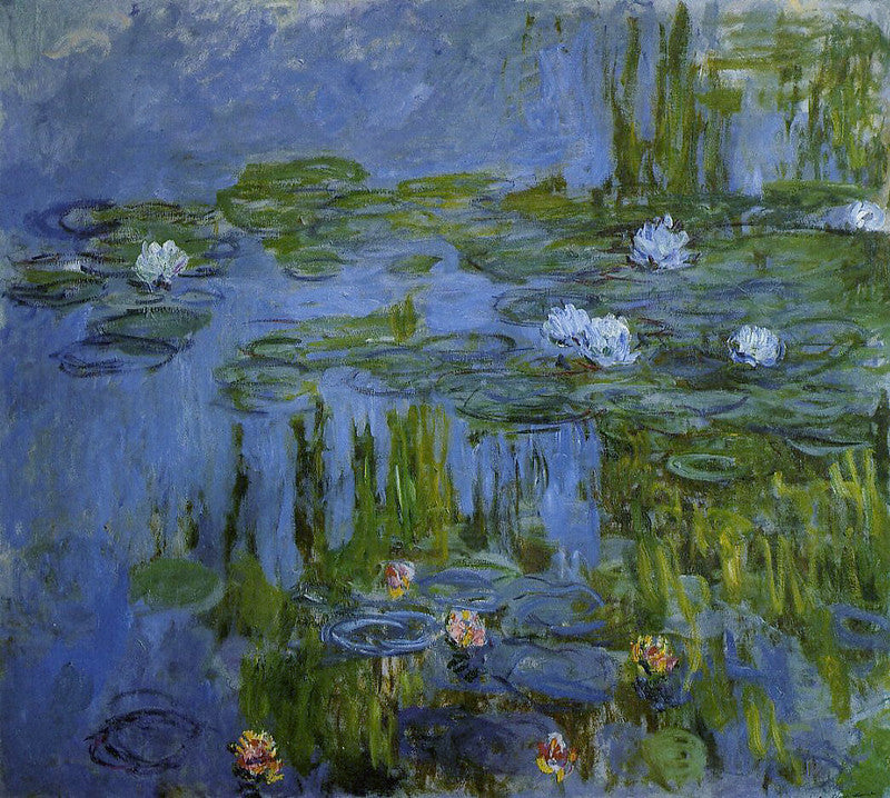 🌿 Nilüferler – Yeşil Yansımalar ve Beyaz Çiçekler – Claude Monet