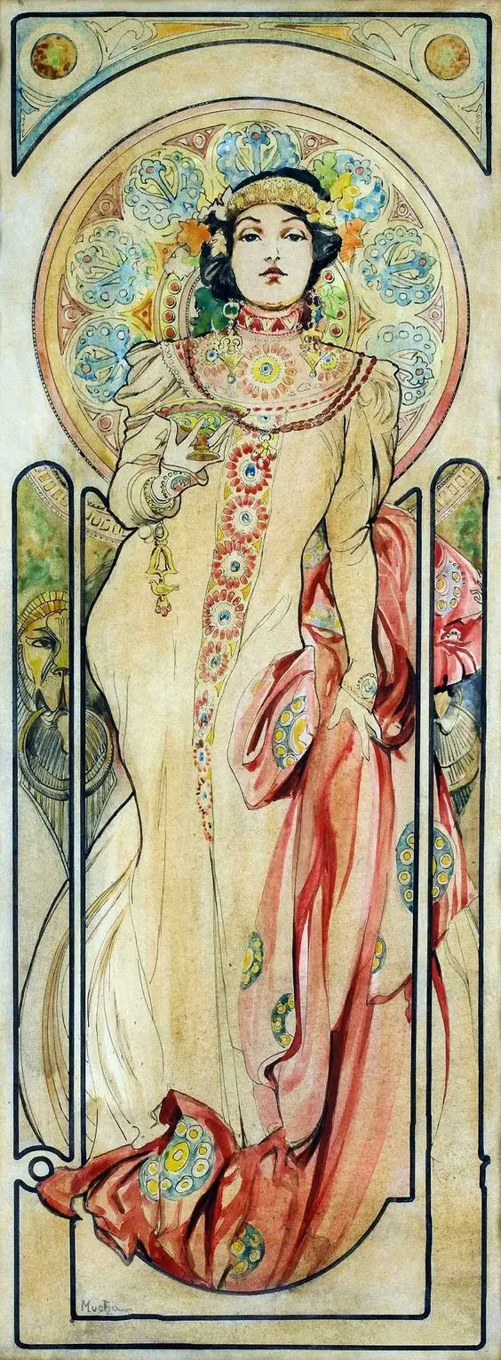 Moët ve Chandon Şampanya için Afiş Projesi - Alphonse Mucha