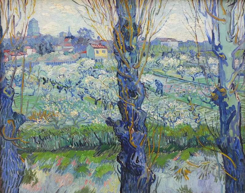 Arles manzaralı çiçek açan meyve bahçesi - Vincent van Gogh