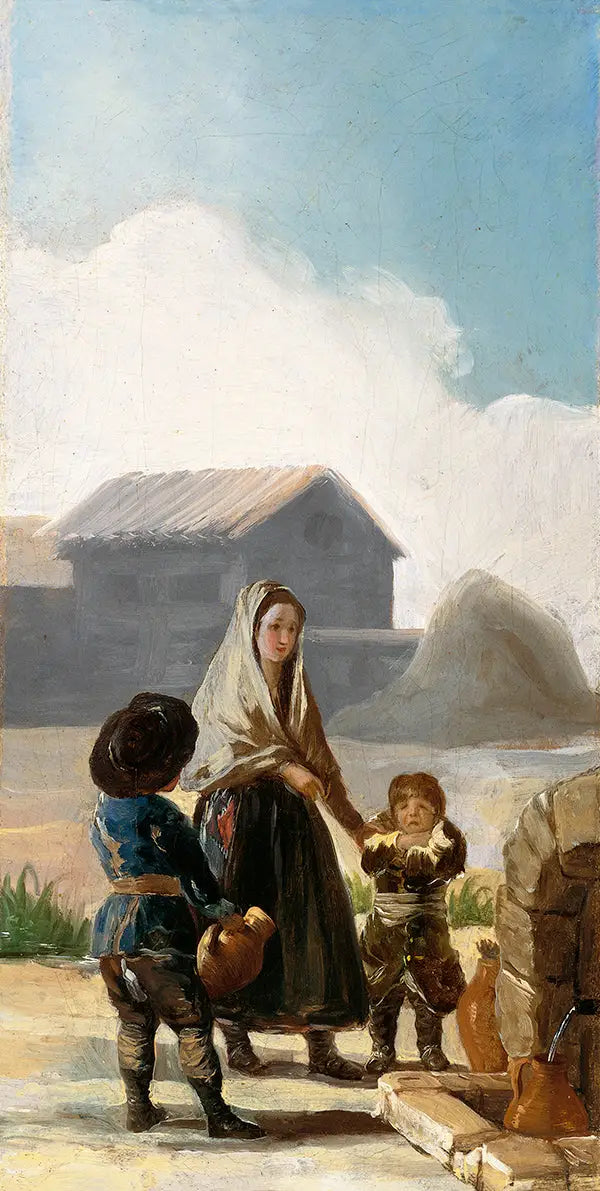 Bir kadın ve iki çocuk çeşmenin başında - Francisco de Goya