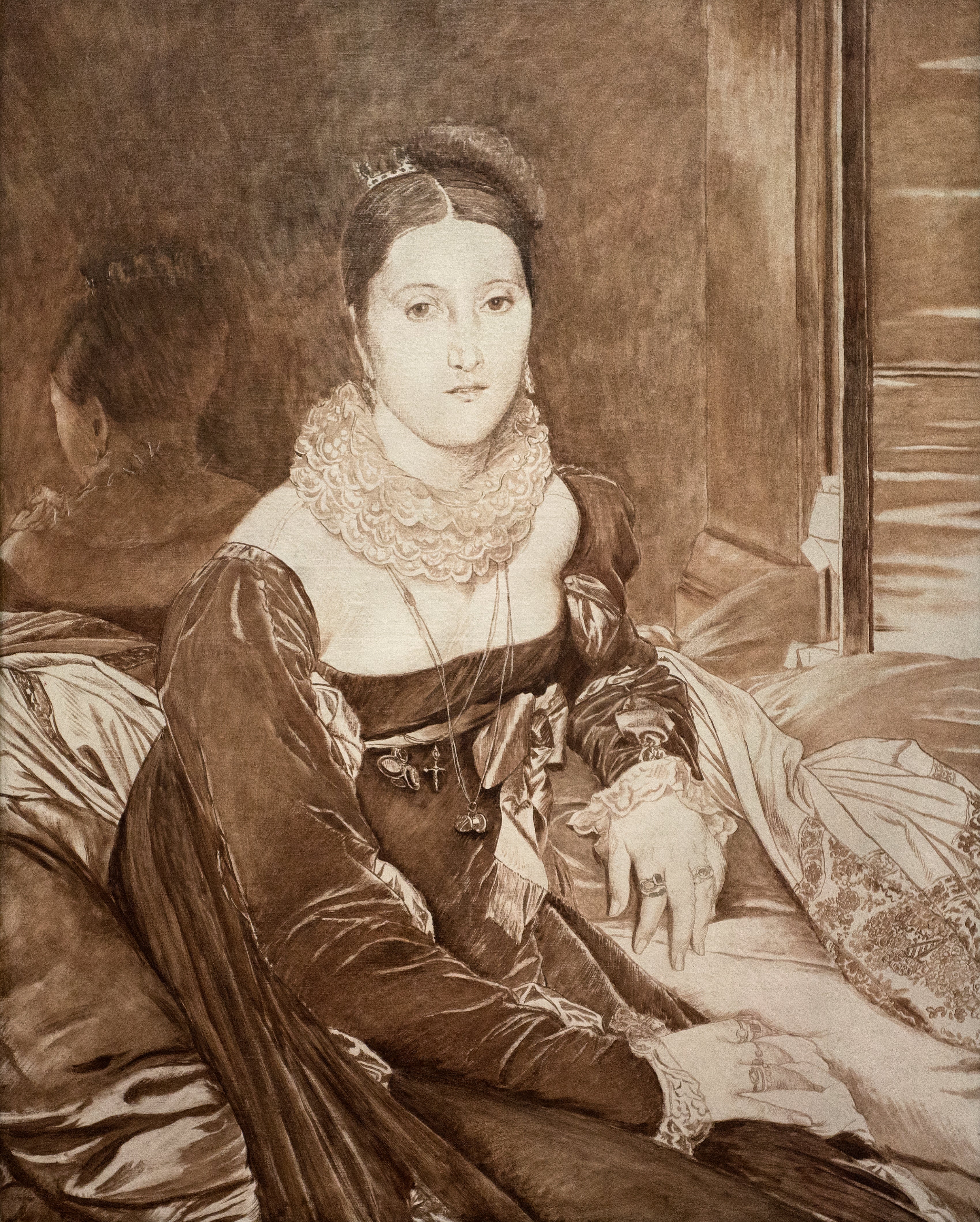 Portrait de Mme de Senonnes - Copie en grisaille d'après Ingres - James Tissot