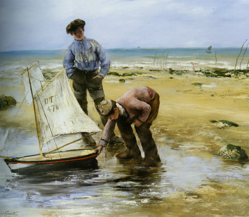Çocuklar plajda oynarken - Norbert Gœneutte