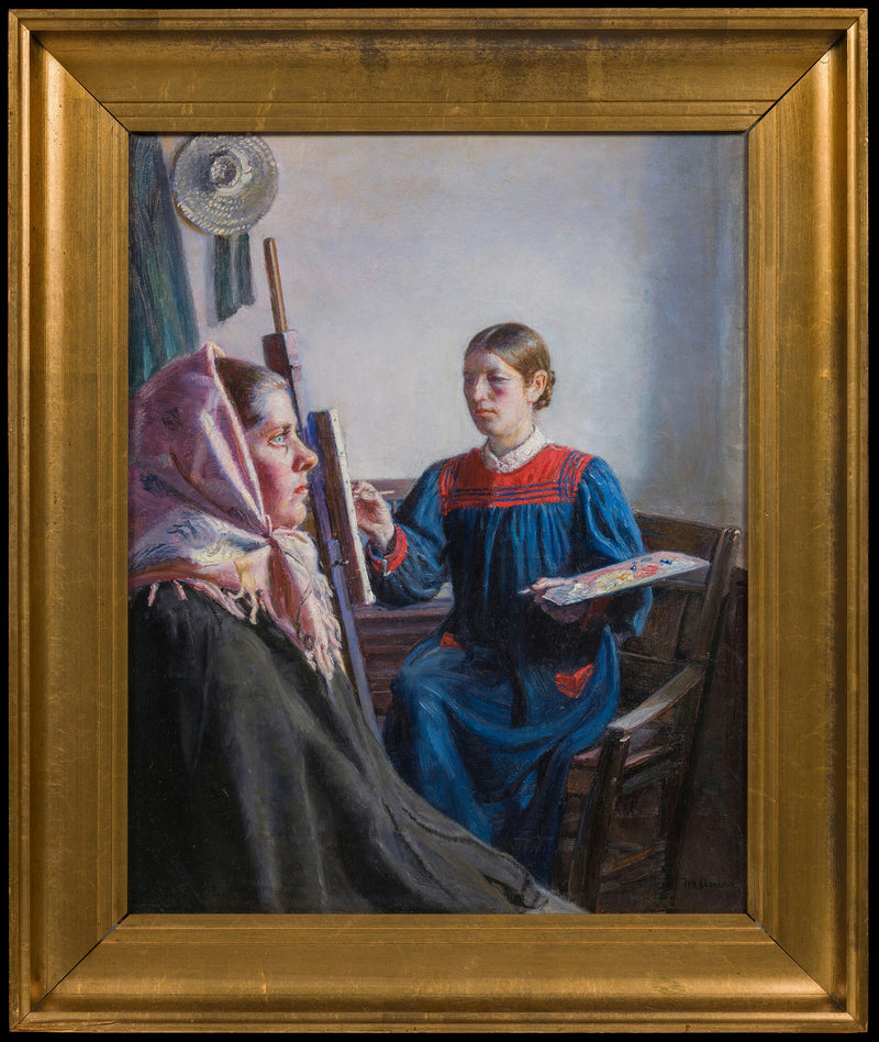 Anna Ancher bir model çiziyor - Michael Peter Ancher