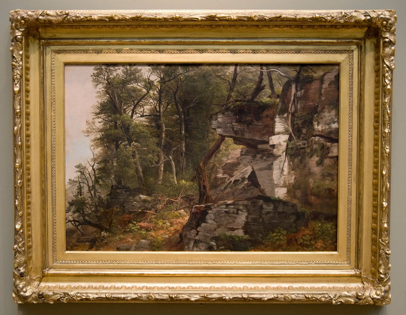 Kayalık bir tepenin üzerinde ağaçlar - Asher Brown Durand