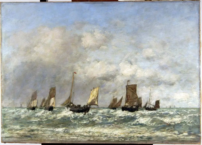 Berck: botların kalkışı - Eugène Boudin