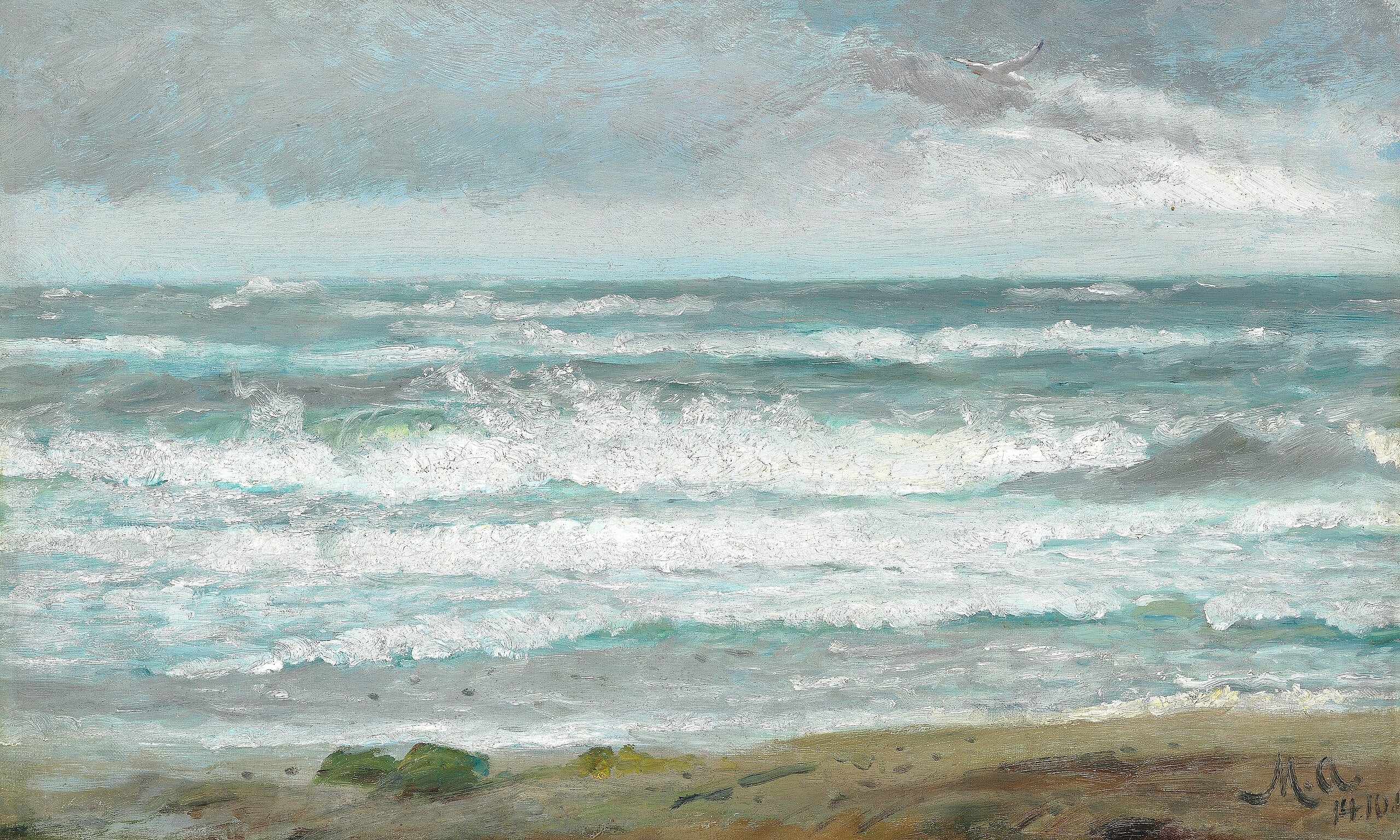 Skagen açıklarında dalgaları kırmak. - Michael Peter Ancher