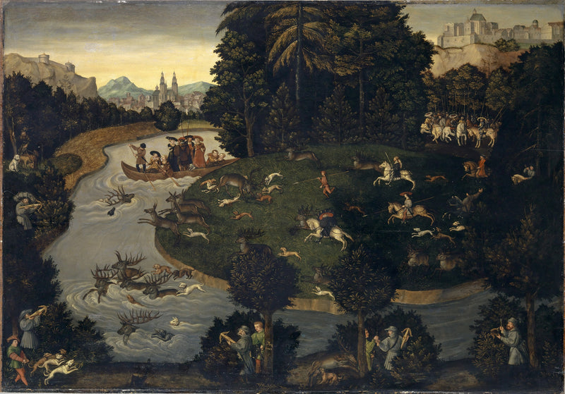 Frédéric le Sage ile İmparator I. Maximilien arasındaki Geyik Avı - Lucas Cranach the Elder