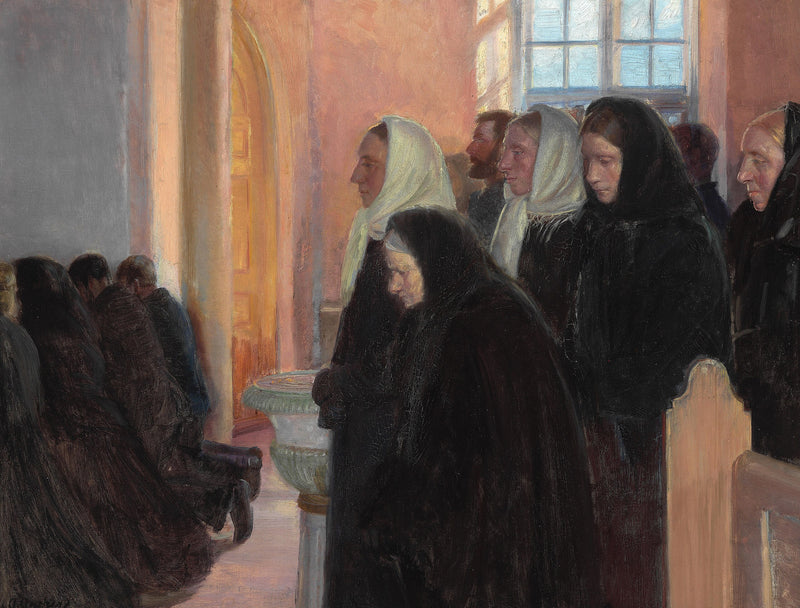 Skagen Kilisesinde Komünyon. Vitrelerden süzülen güneş ışığı. - Anna Ancher