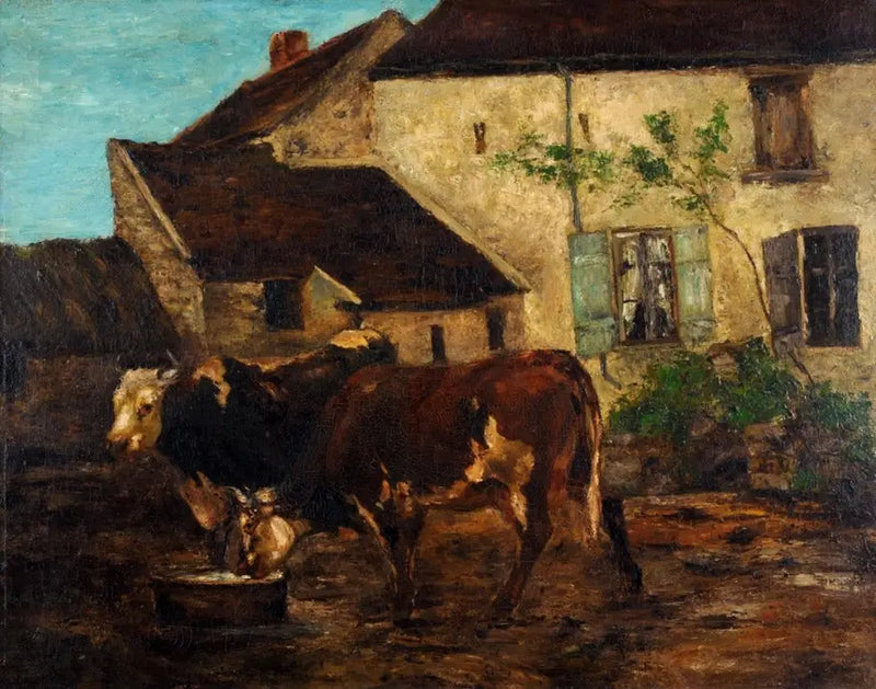 Étretat yakınlarındaki çiftlik avlusu - Gustave Courbet
