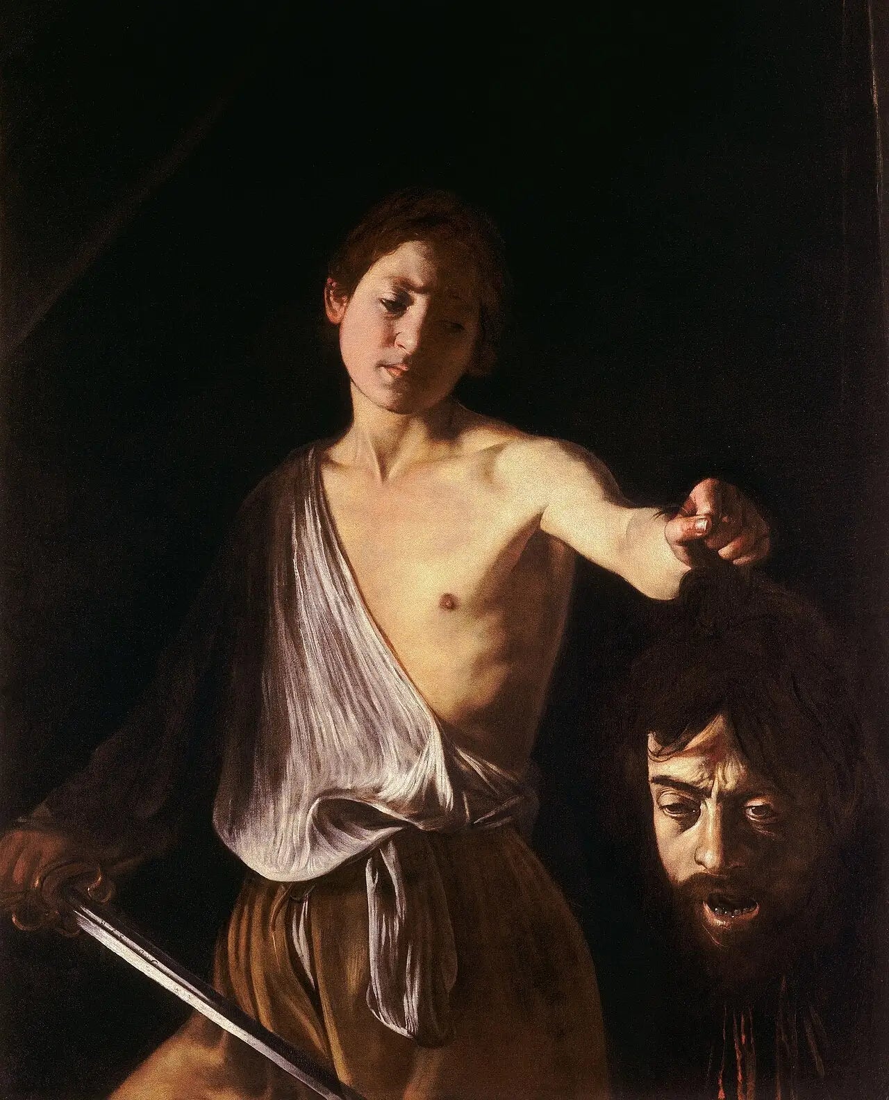 Reproduction du tableau « David avec la tête de Goliath - Le Caravage » par Alpha Reproduction en peinture à l’huile