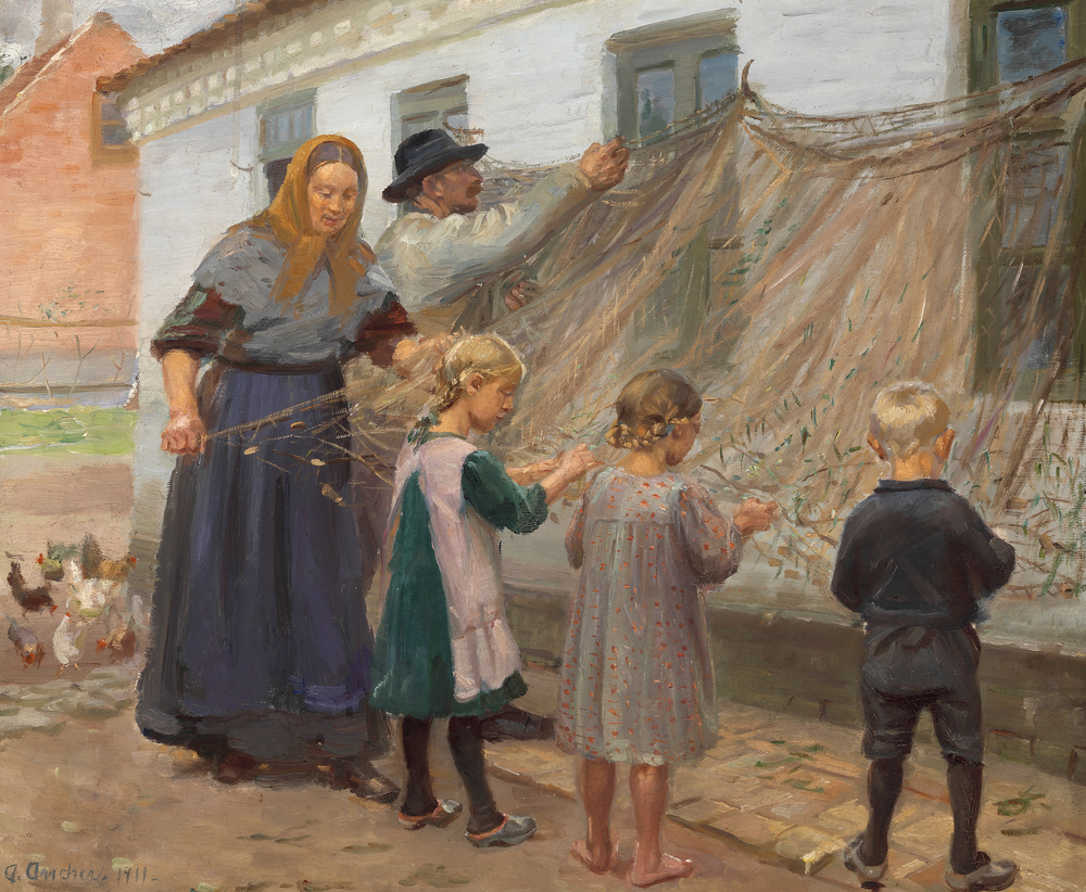 Démêler le filet de pêche. - Anna Ancher - Alpha Reproduction