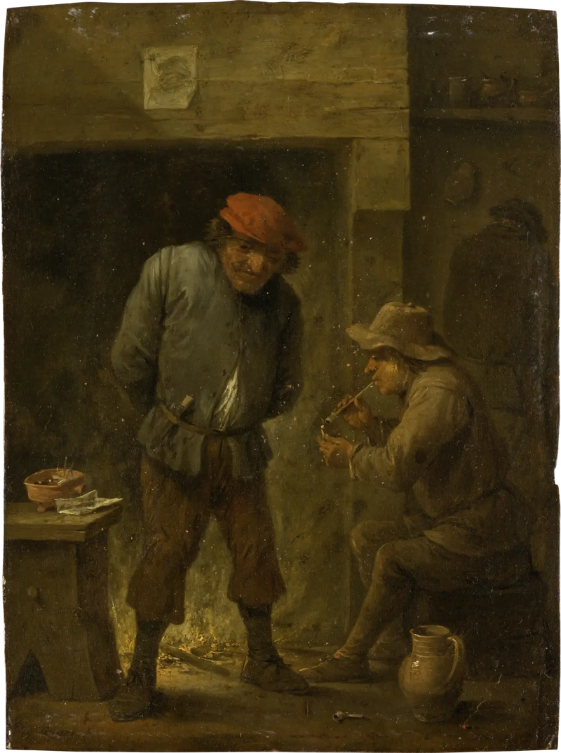 İki Çiftçi Ateşin Köşesinde - David Teniers le Jeune