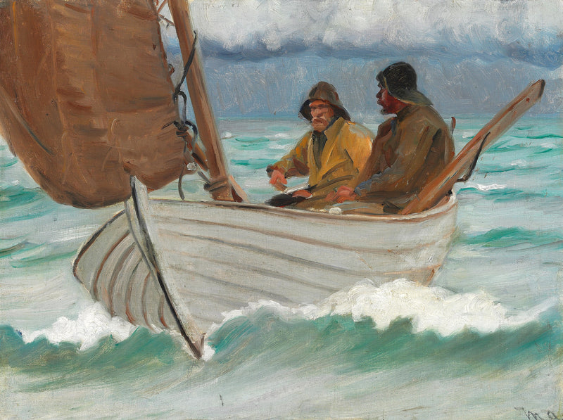 Skagen'den iki balıkçı, kıyıların açıklarında bir yelkenli tekneyle seyahat ediyor. - Michael Peter Ancher