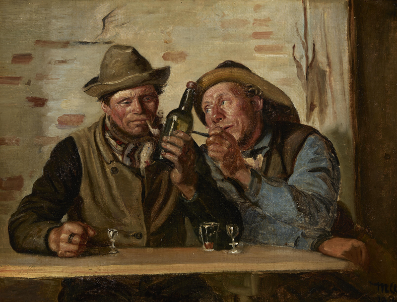 İki Skagen balıkçısı, konakta bir sigara ve bir içki keyfi yapıyor. - Michael Peter Ancher