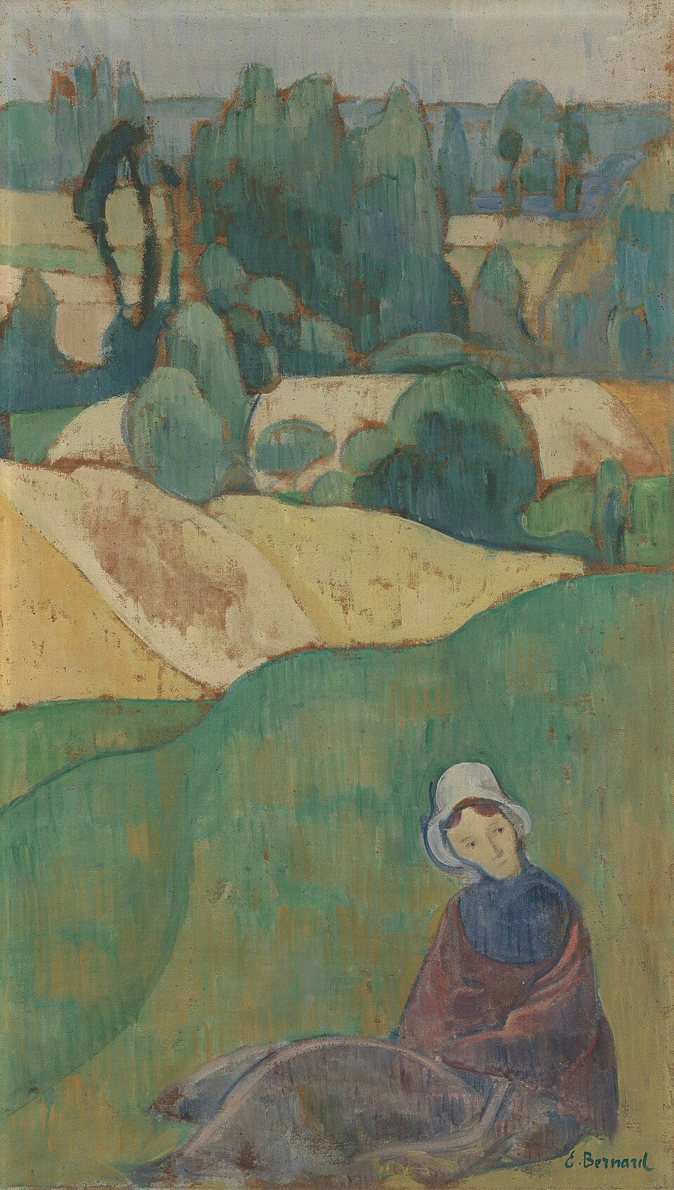 Femme assise dans un champ : Bretagne - Émile Bernard