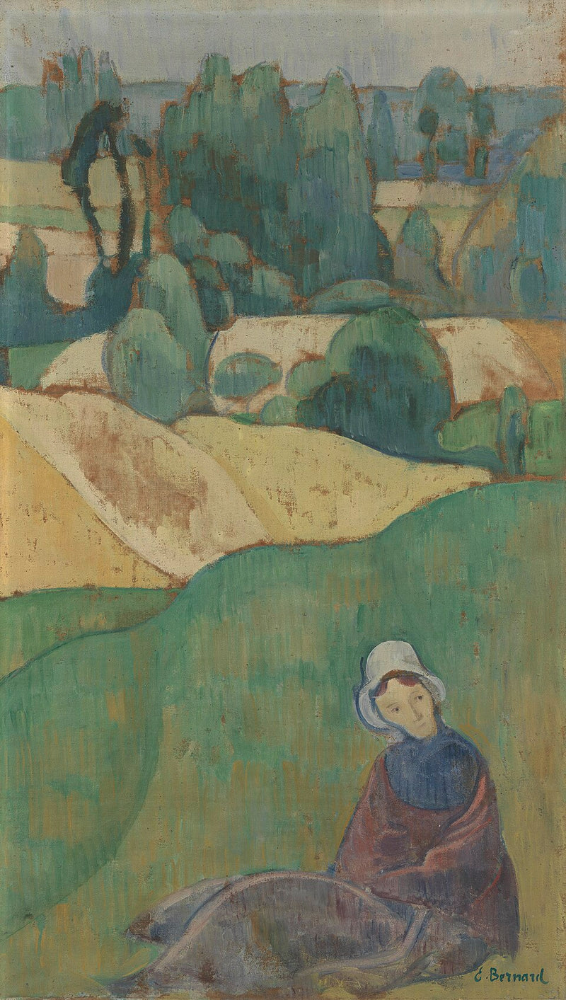 Çayırda Oturan Kadın: Bretagne - Émile Bernard