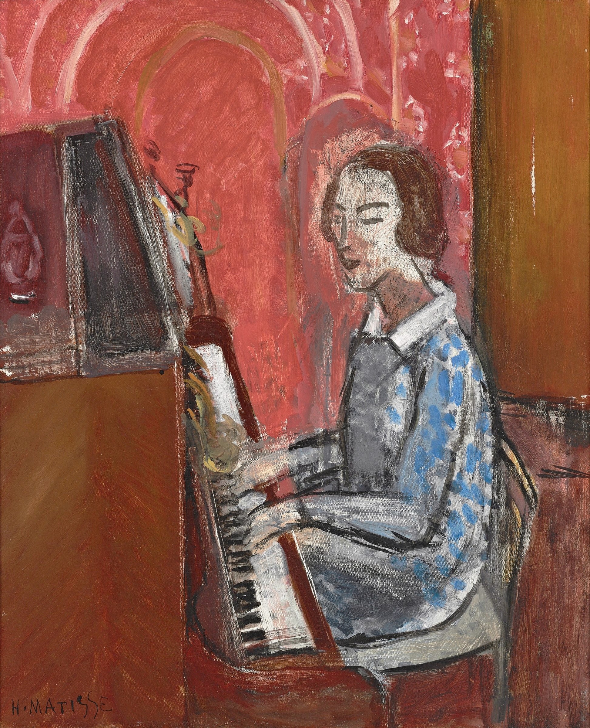 Reproduction du tableau « Femme assise devant son piano - Henri Matisse » par Alpha Reproduction en peinture à l’huile