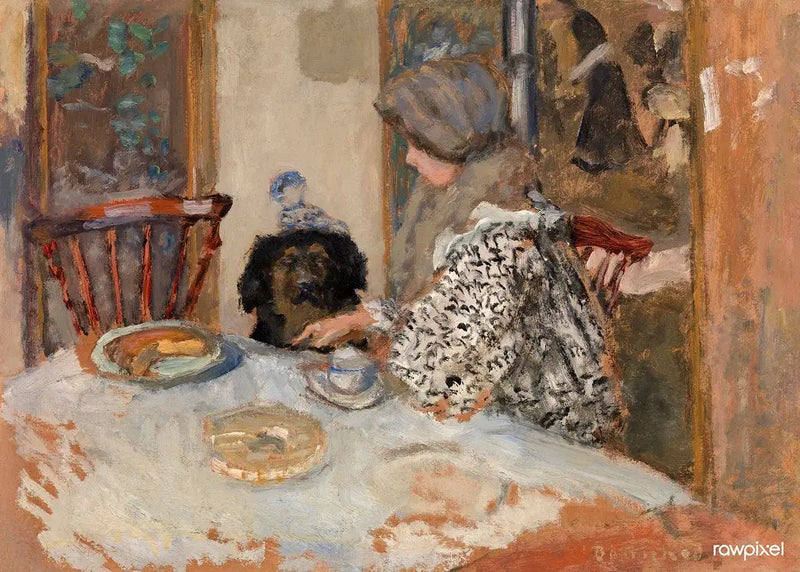 Masa başında kadın ve köpek - Pierre Bonnard
