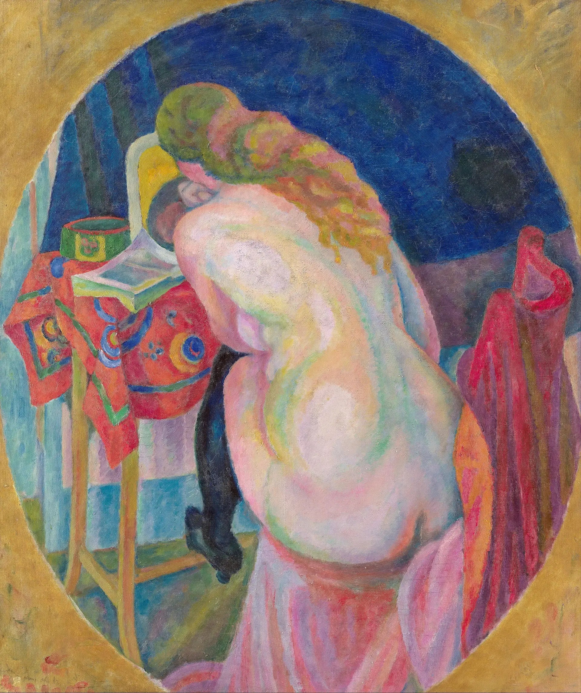 Reproduction du tableau « Femme nue lisant - Robert Delaunay » par Alpha Reproduction en peinture à l’huile