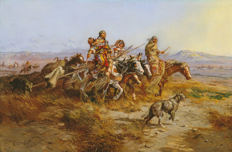 Hareket Halindeki Hintli Kadınlar - Charles Marion Russell