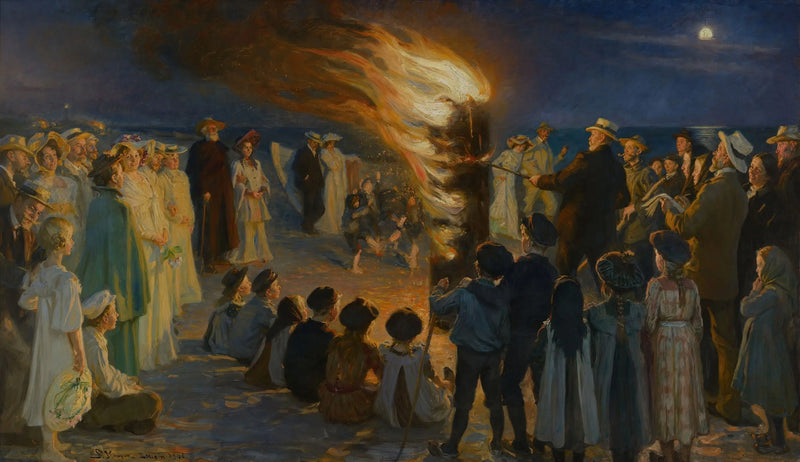 Yaz gündönümü gecesi ateşi Skagen plajında - Peder Severin Krøyer