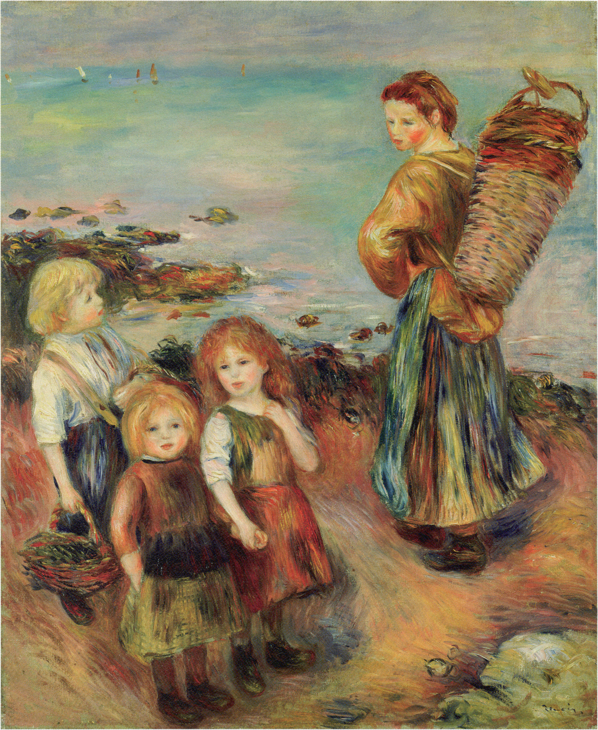 Reproduction du tableau « Filles à la pêche aux moules - Pierre-Auguste Renoir » par Alpha Reproduction en peinture à l’huile