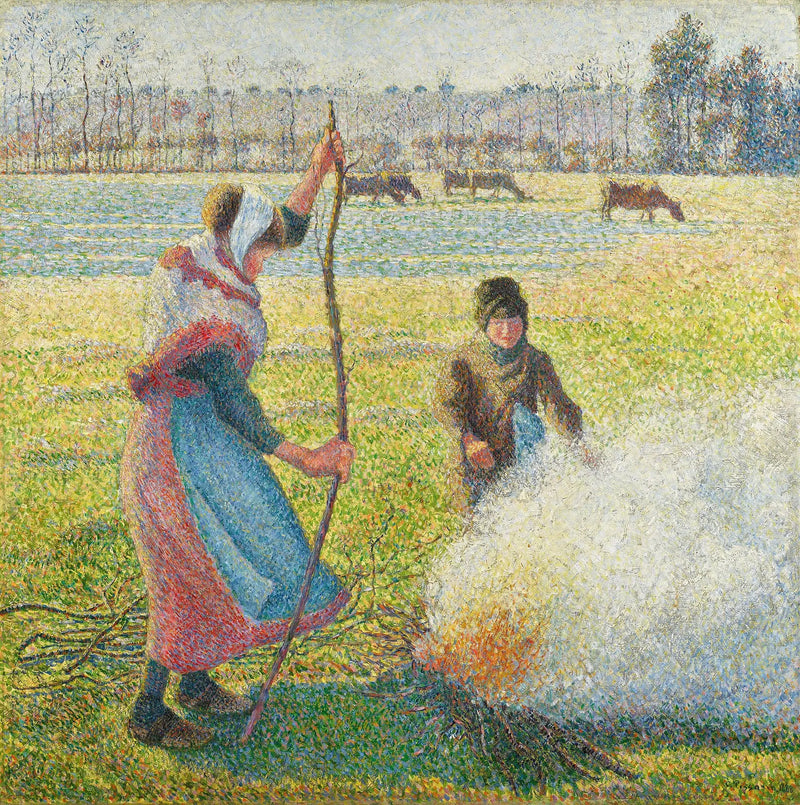 Gelée_blanche,_jeune_paysanne_faisant_du_feu - Camille Pissarro