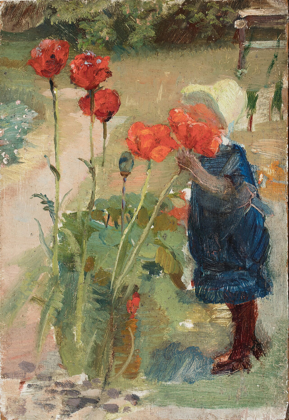 Helga Kırmızı Papatyalar İçinde - Michael Peter Ancher