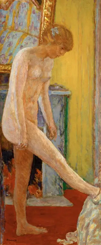 Şömine Önünde Çıplak Genç Kız - Pierre Bonnard