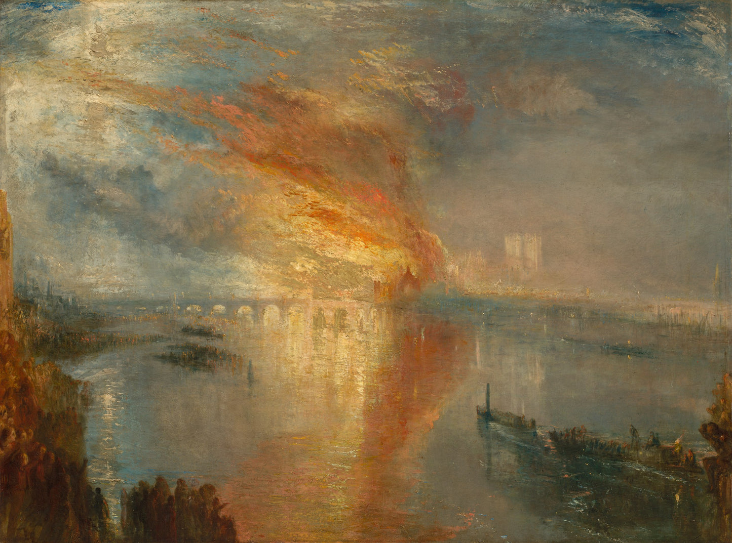 Reproduction du tableau « L'Incendie de la Chambre des Lords et des Communes, le 16 octobre 1834 - J. M. W. Turner » par Alpha Reproduction en peinture à l’huile