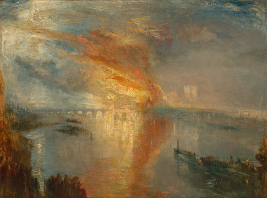 Reproduction du tableau « L'Incendie de la Chambre des Lords et des Communes, le 16 octobre 1834 - J. M. W. Turner » par Alpha Reproduction en peinture à l’huile