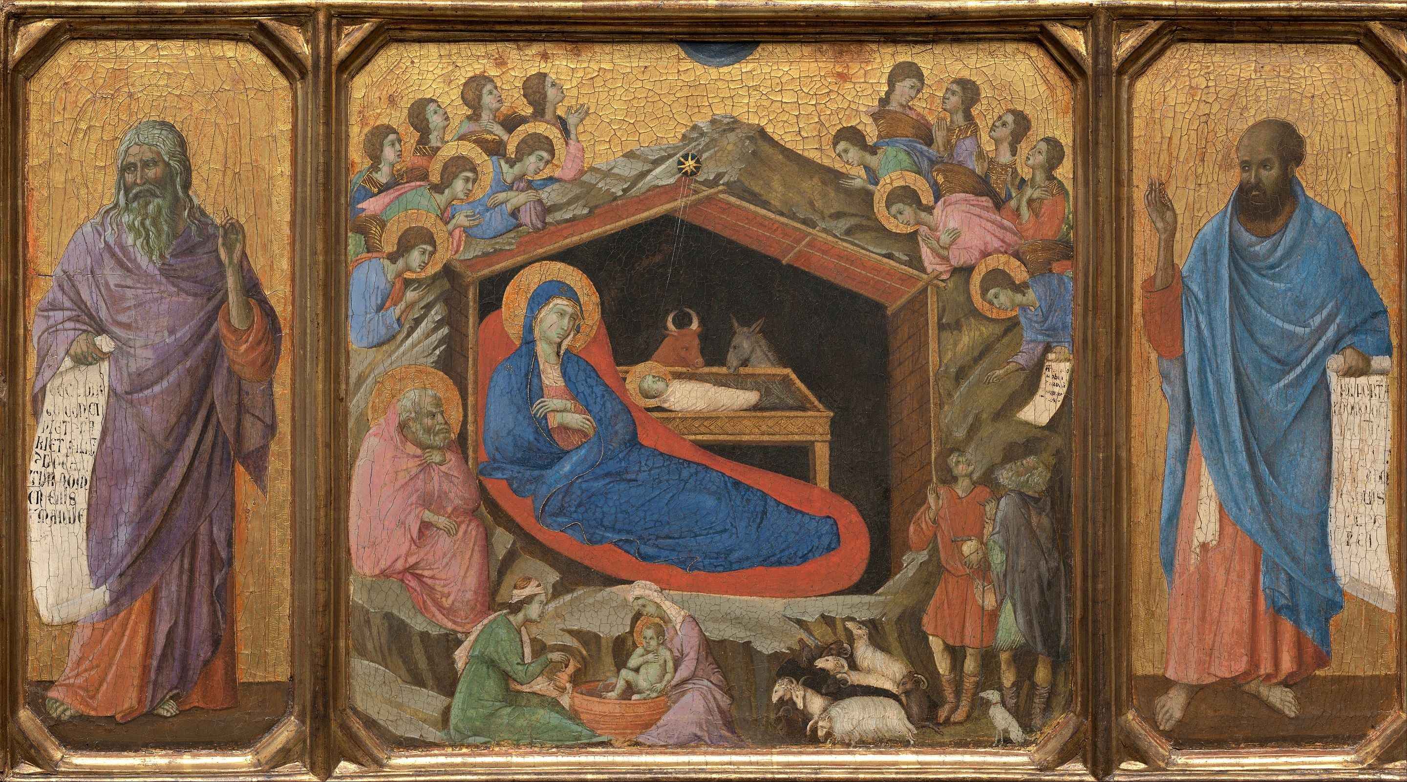 La Nativité avec les prophètes Isaïe et Ézéchiel - Duccio di Buoninsegna