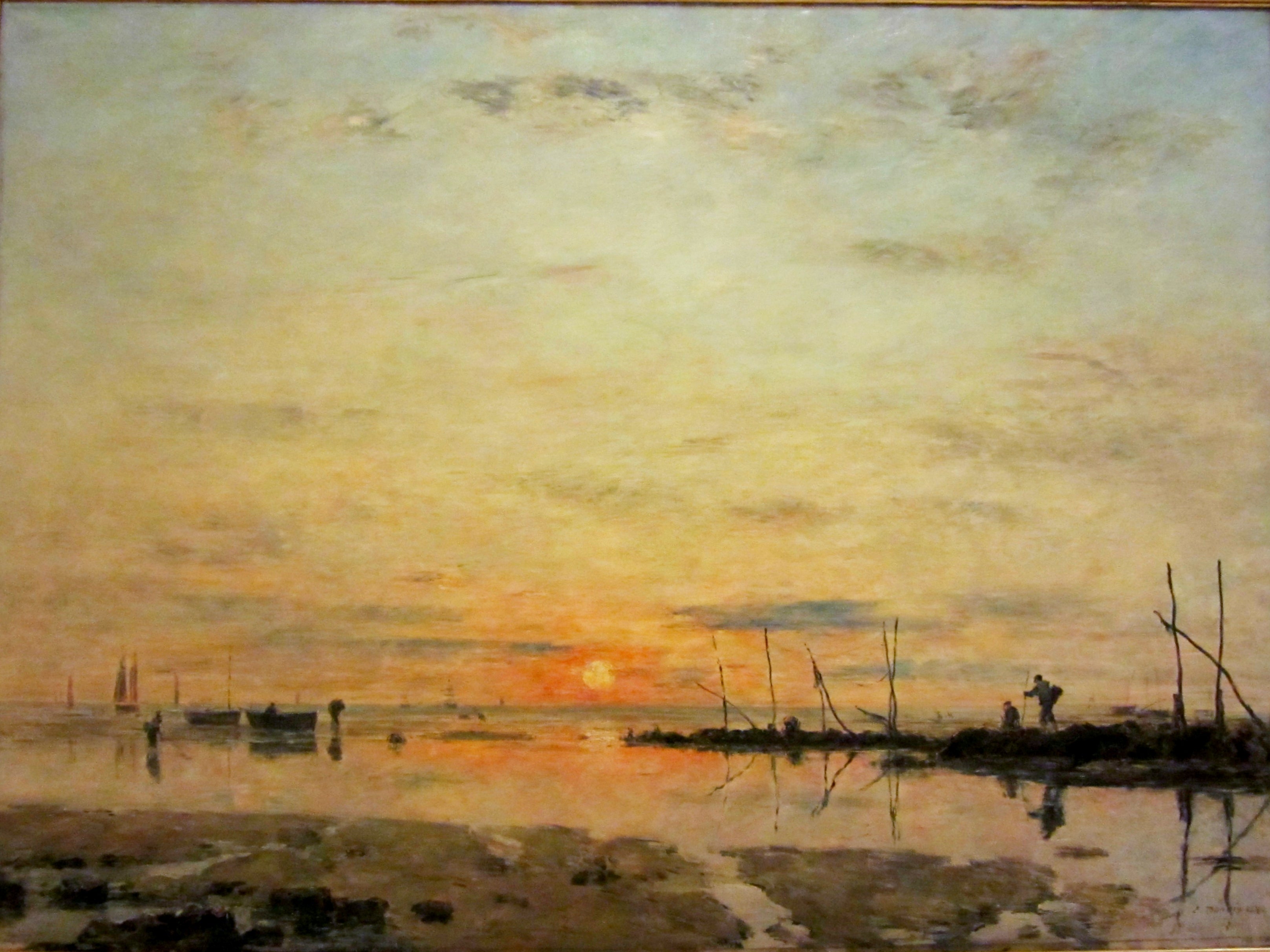 Reproduction du tableau « Le Havre. Coucher de soleil à marée basse - Eugène Boudin » par Alpha Reproduction en peinture à l’huile