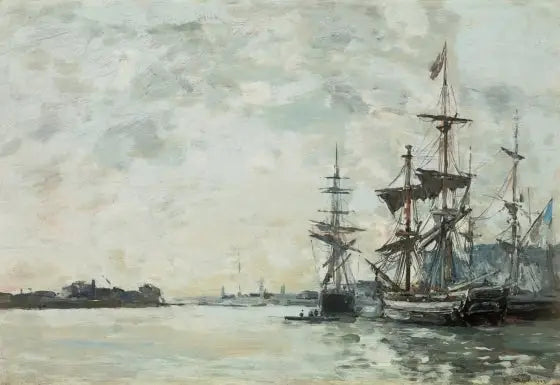 Le Havre, limanda demirlemiş gemiler - Eugène Boudin