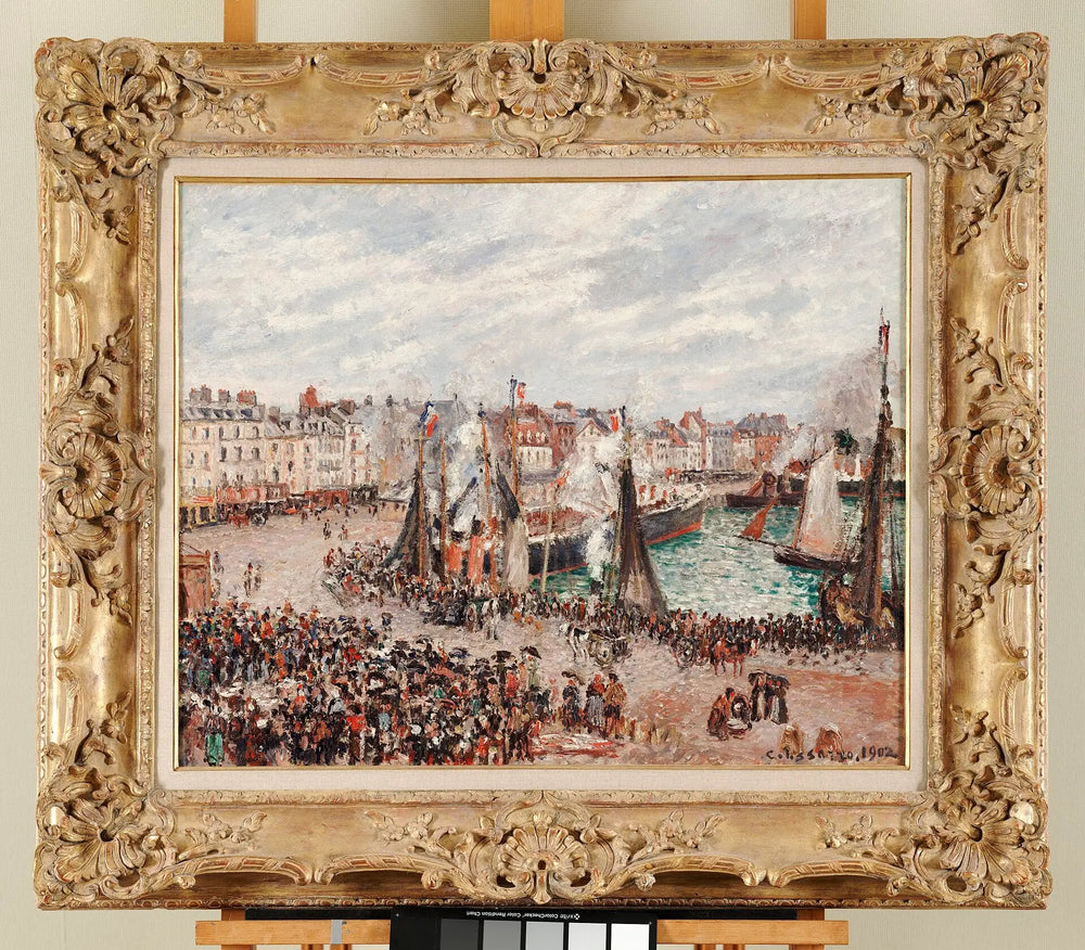 Reproduction du tableau « Le Marché aux poissons, Dieppe, temps gris, matin - Camille Pissarro » par Alpha Reproduction en peinture à l’huile
