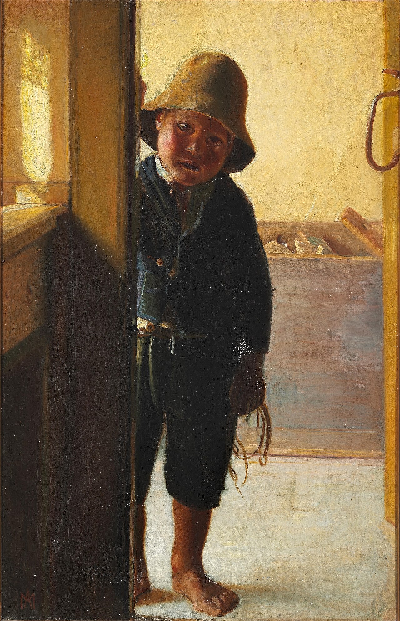 Bir balıkçının oğlu bir kapıdan bakıyor. - Michael Peter Ancher