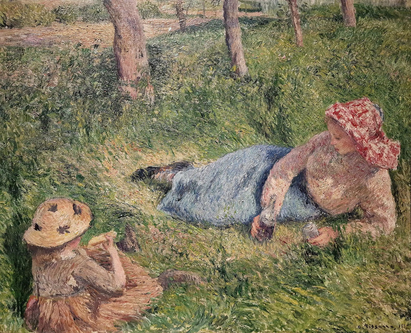 Atıştırmalık, çocuk ve genç köylü dinleniyor - Camille Pissarro