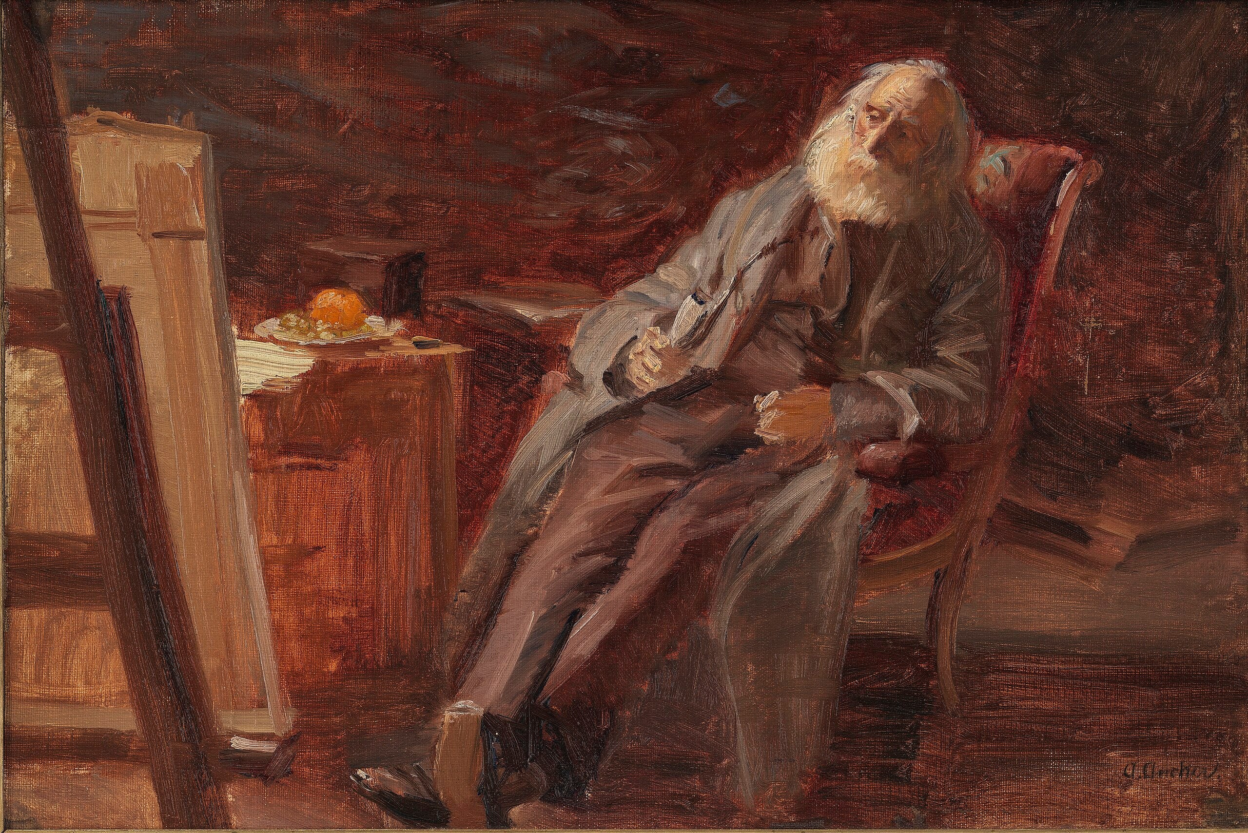 Le peintre Vilhelm Kyhn fumant sa pipe - Anna Ancher - Alpha Reproduction