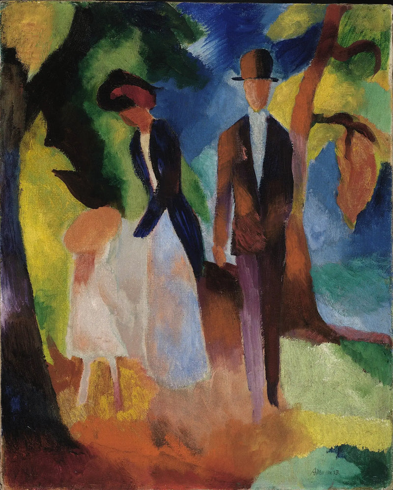 Mavi göl kenarındaki insanlar - August Macke