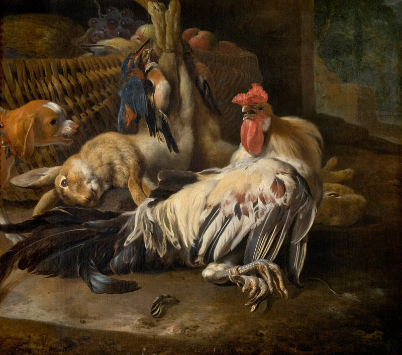 Ölü Doğa ve Horoz - Melchior de Hondecoeter