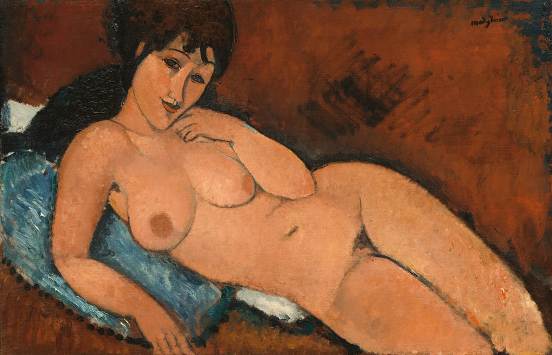 Mavi bir yastıkta - Amedeo Modigliani